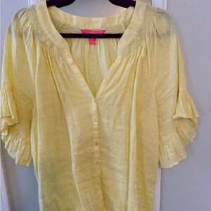 Lilly Pulitzer Linen Yellow Blouse